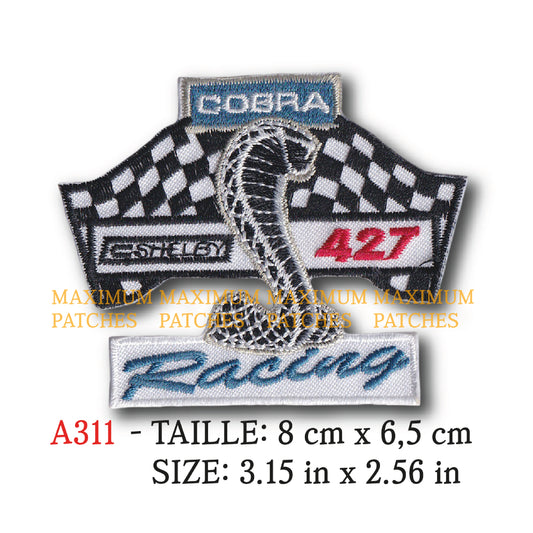MAXIMUMPATCHES - Ecusson Patch Brodé Thermocollant - 8 cm x 6,5 cm - Automobile Usa Rétro Vintage Shelby