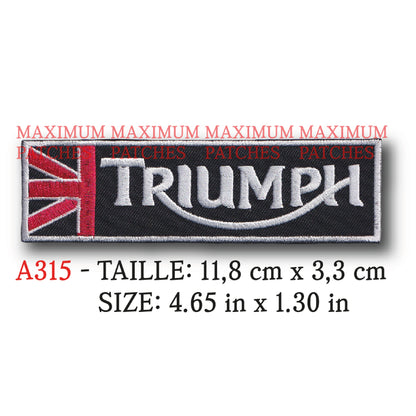 MAXIMUMPATCHES - Ecusson Patch Brodé Thermocollant - 11,8 cm x 3,3 cm - Moto Anglaise Triumph