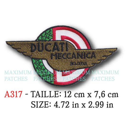 MAXIMUMPATCHES - Ecusson Patch Brodé Thermocollant - 12 cm x 7,6 cm - Moto Italie Rétro Vintage