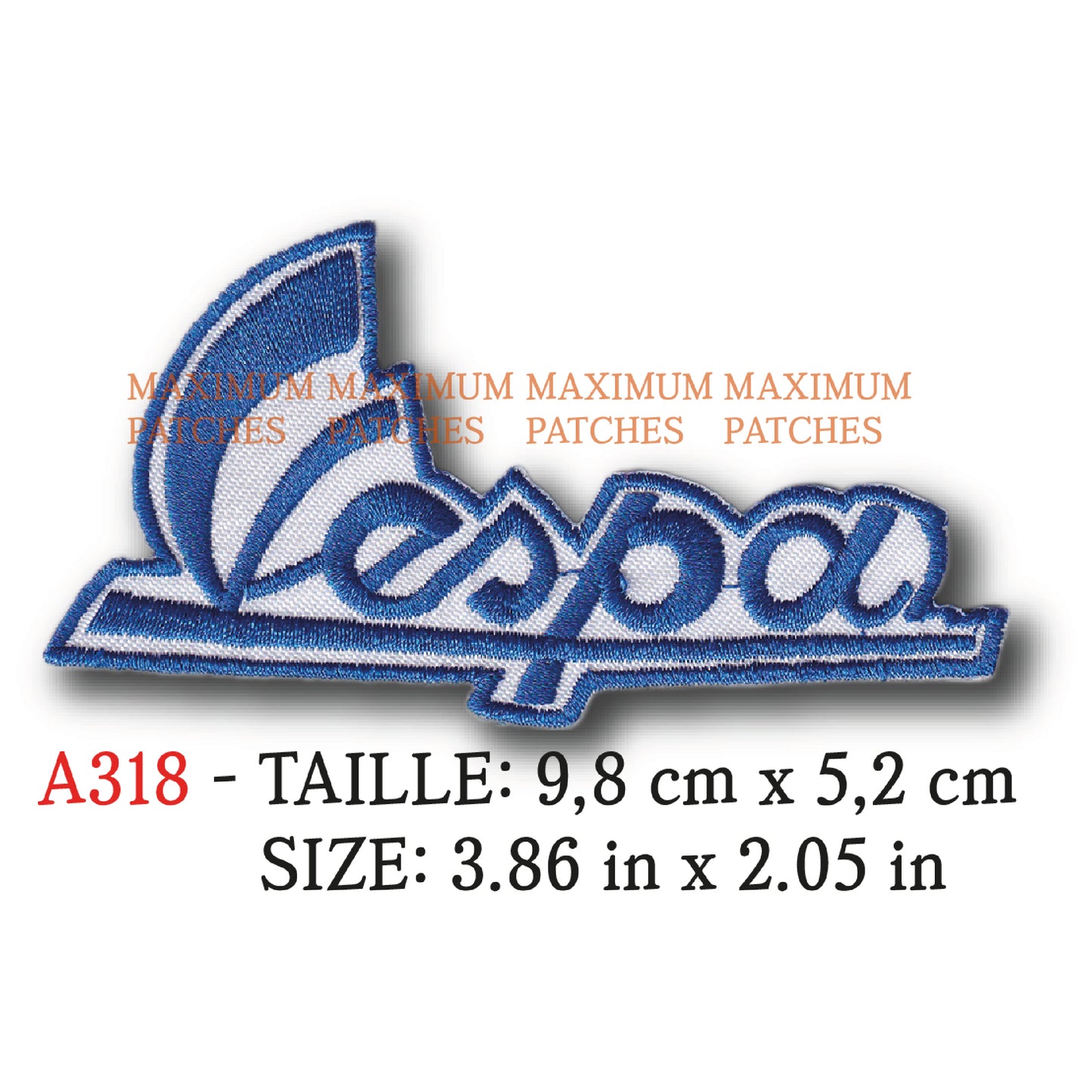 MAXIMUMPATCHES - 9,8 cm x 5,2 cm - Ecusson Patch Brodé Thermocollant - Scooter Italie Marque Logo Rétro Vintage