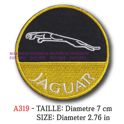 MAXIMUMPATCHES - Diametre 7 cm - Ecusson Patch Brodé Thermocollant - Automobile Publicité Marque Logo Jaguar