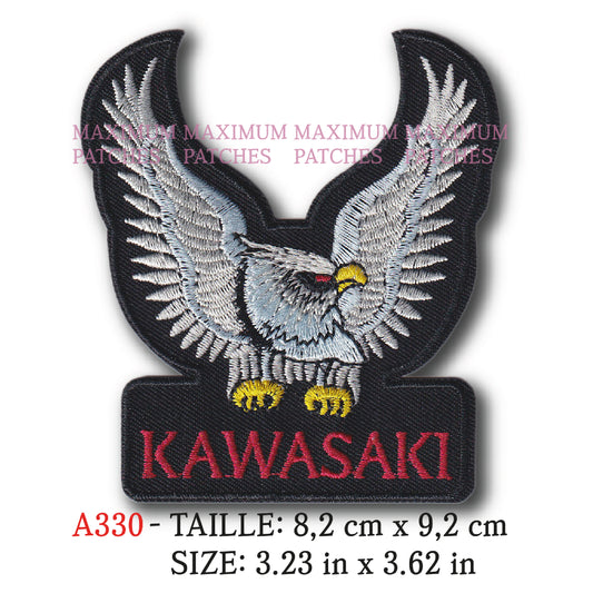 MAXIMUMPATCHES - 8,2 cm x 9,2 cm - Ecusson Patch Brodé Thermocollant - Moto Japon Marque Logo Rétro Vintage