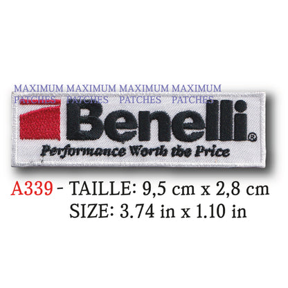 MAXIMUMPATCHES - 9,5 cm x 2,8 cm - Ecusson Patch Brodé Thermocollant - Moto Italie Rétro Vintage Benelli