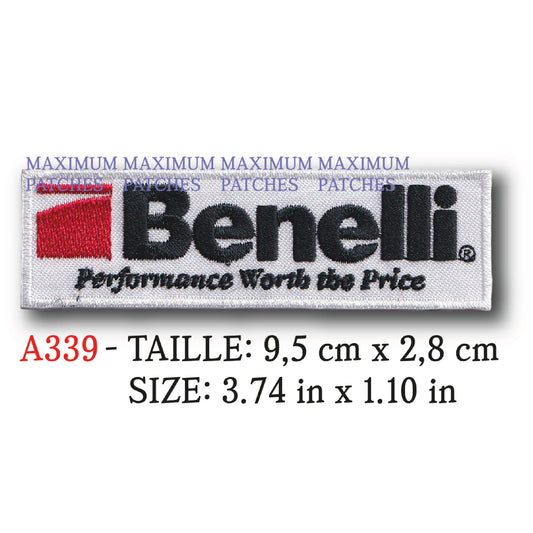 MAXIMUMPATCHES - 9,5 cm x 2,8 cm - Ecusson Patch Brodé Thermocollant - Moto Italie Rétro Vintage Benelli