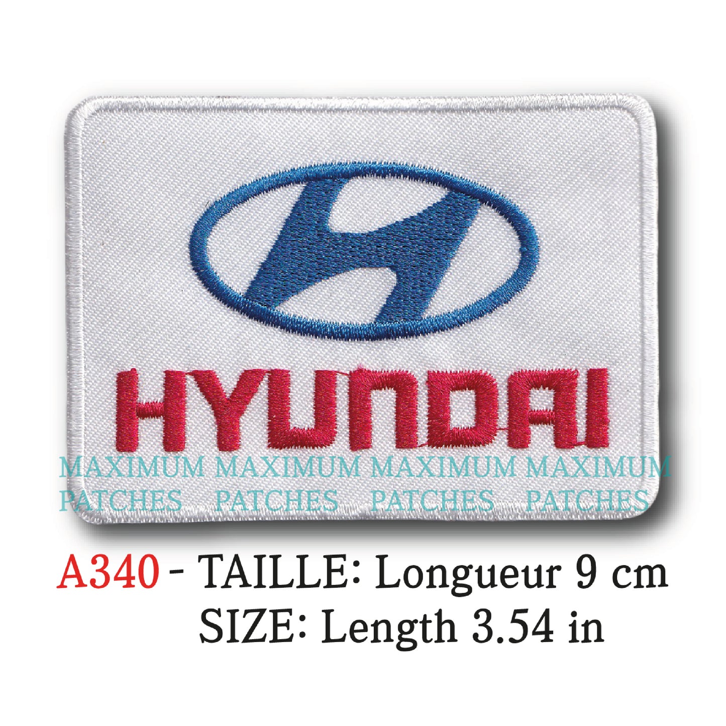 MAXIMUMPATCHES - Longueur 9 cm - Ecusson Patch Brodé Thermocollant - Automobile Corée Marque Logo Rétro Vintage Hyundai