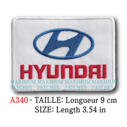 MAXIMUMPATCHES - Longueur 9 cm - Ecusson Patch Brodé Thermocollant - Automobile Corée Marque Logo Rétro Vintage Hyundai