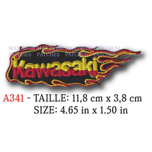 MAXIMUMPATCHES - 11,8 cm x 3,8 cm - Ecusson Patch Brodé Thermocollant - Moto Japon Marque Logo Rétro Vintage