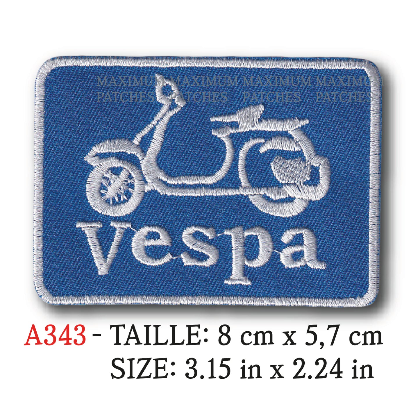MAXIMUMPATCHES - 8 cm x 5,7 cm - Ecusson Patch Brodé Thermocollant - Scooter Italie Marque Logo Rétro Vintage