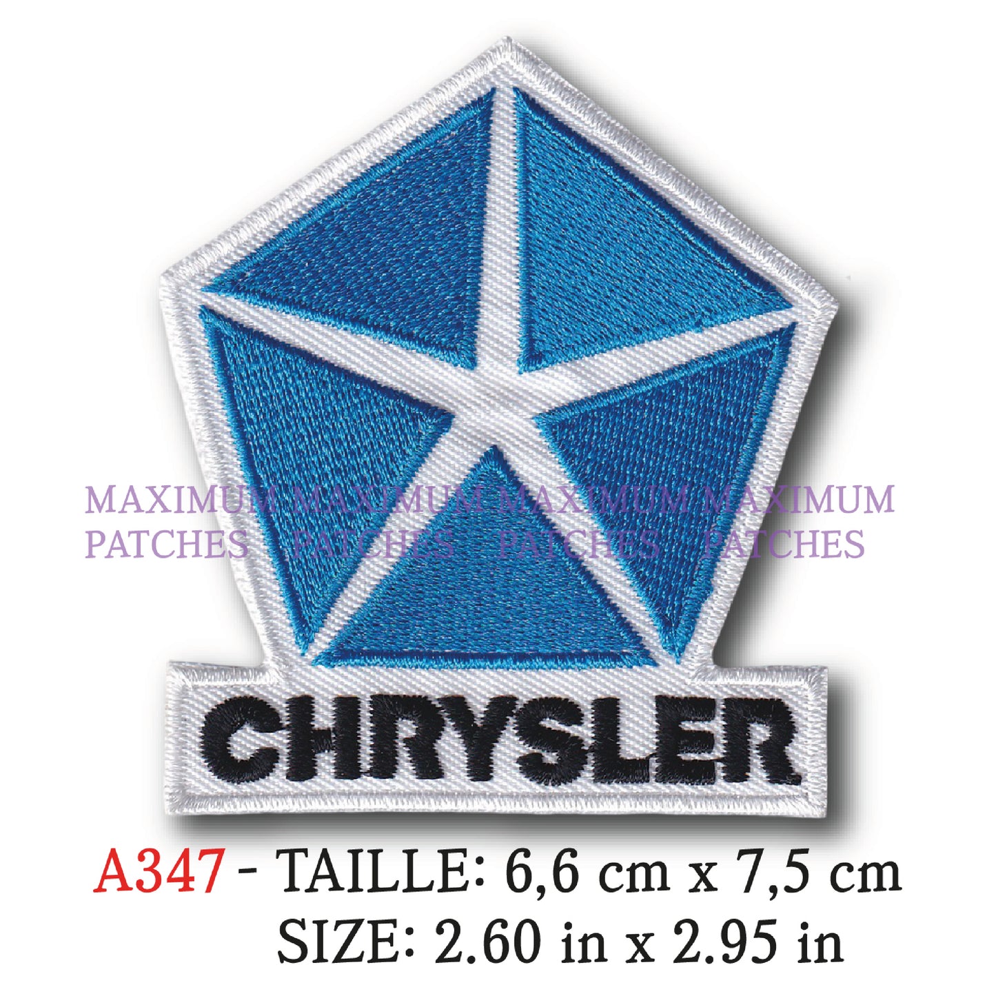 MAXIMUMPATCHES - 6,6 cm x 7,5 cm - Ecusson Patch Brodé Thermocollant - Automobile Usa Rétro Vintage Chrysler