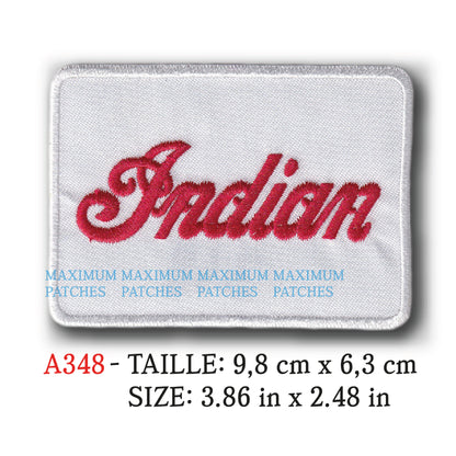 MAXIMUMPATCHES - 9,8 cm x 6,3 cm - Ecusson Patch Brodé Thermocollant - Moto Usa Rétro Vintage Marque Logo Indian
