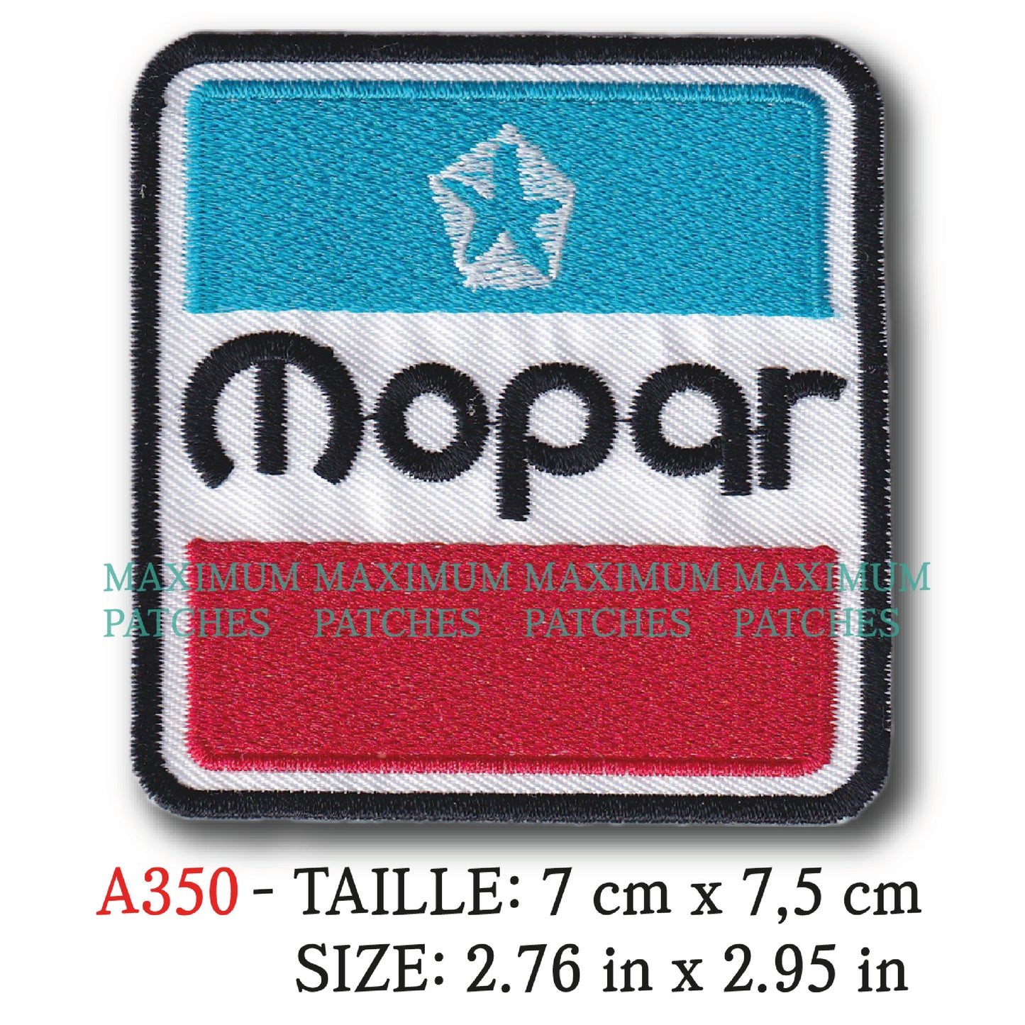 MAXIMUMPATCHES - 7 cm x 7,5 cm - Ecusson Patch Brodé Thermocollant - Automobile Usa Marque Logo Rétro Vintage