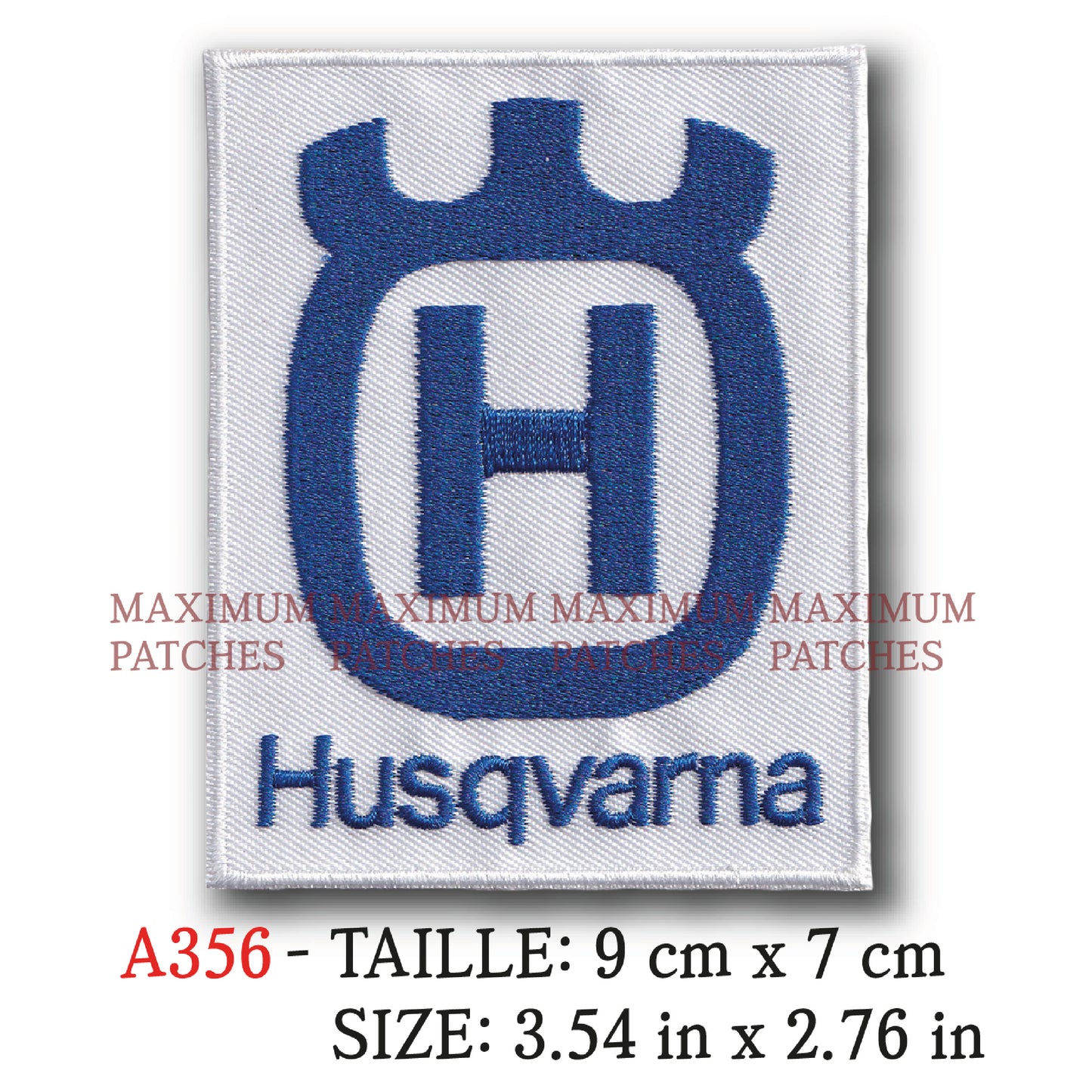 MAXIMUMPATCHES - 9 cm x 7 cm - Ecusson Patch Brodé Thermocollant - Moto Suede Marque Logo Rétro Vintage Husqvarna