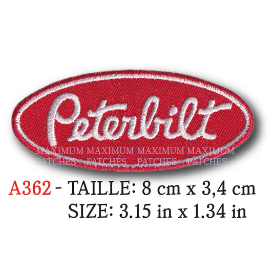 MAXIMUMPATCHES - 8 cm x 3,4 cm - Ecusson Patch Brodé Thermocollant - Camion Trucks Usa Marque Logo Rétro Vintage Peterbilt