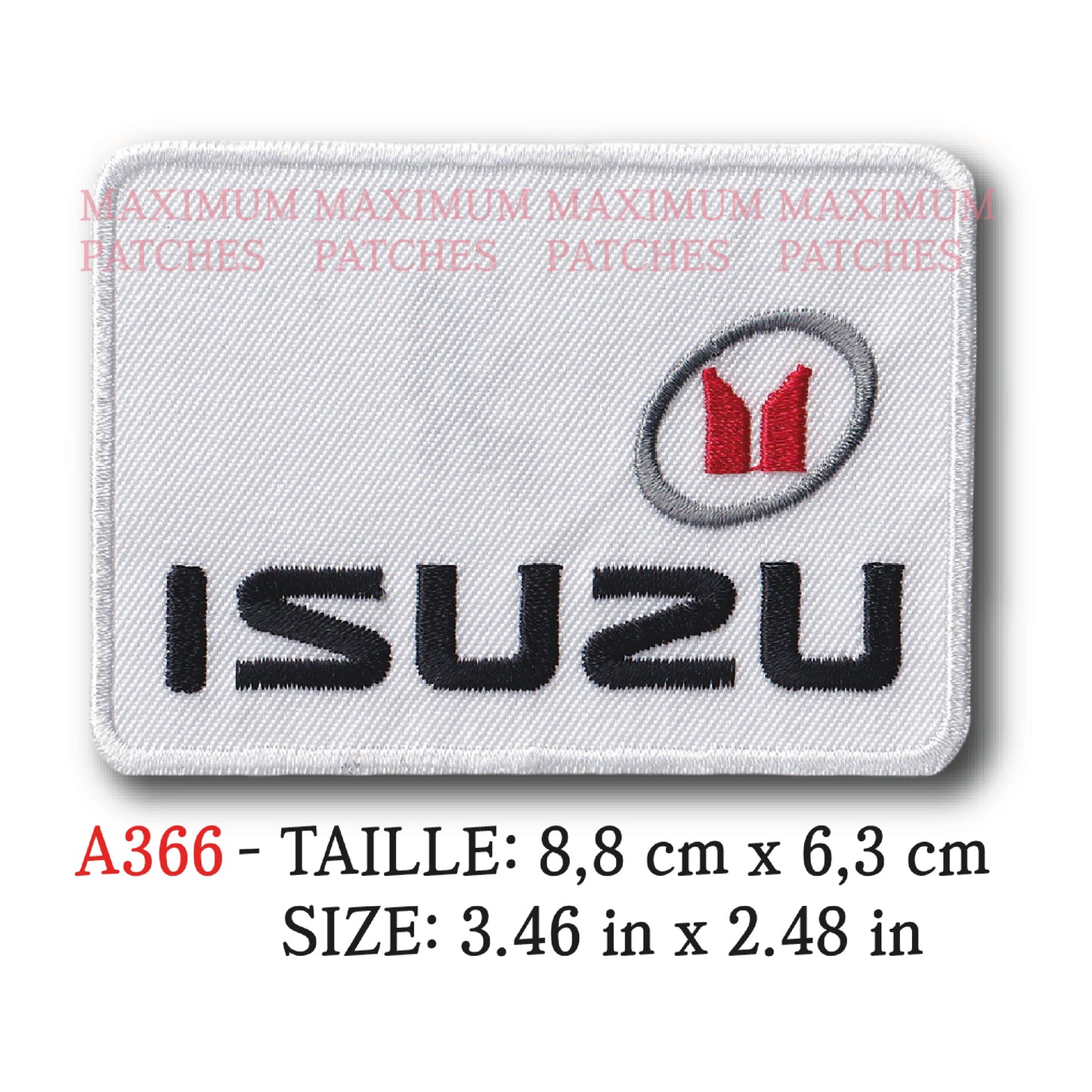 MAXIMUMPATCHES - 8,8 cm x 6,3 cm - Ecusson Patch Brodé Thermocollant - Automobile Japon Marque Logo Rétro Vintage Isuzu