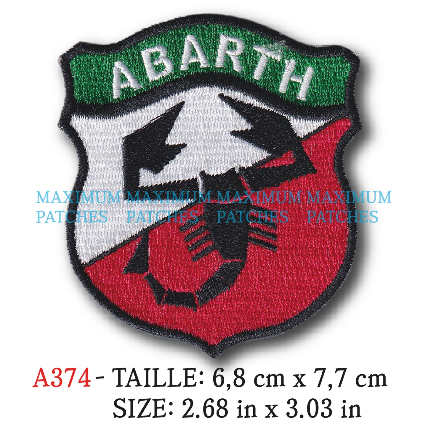 MAXIMUMPATCHES - 6,8 cm x 7,7 cm - Ecusson Patch Brodé Thermocollant - Automobile Italie Marque Logo Rétro Vintage