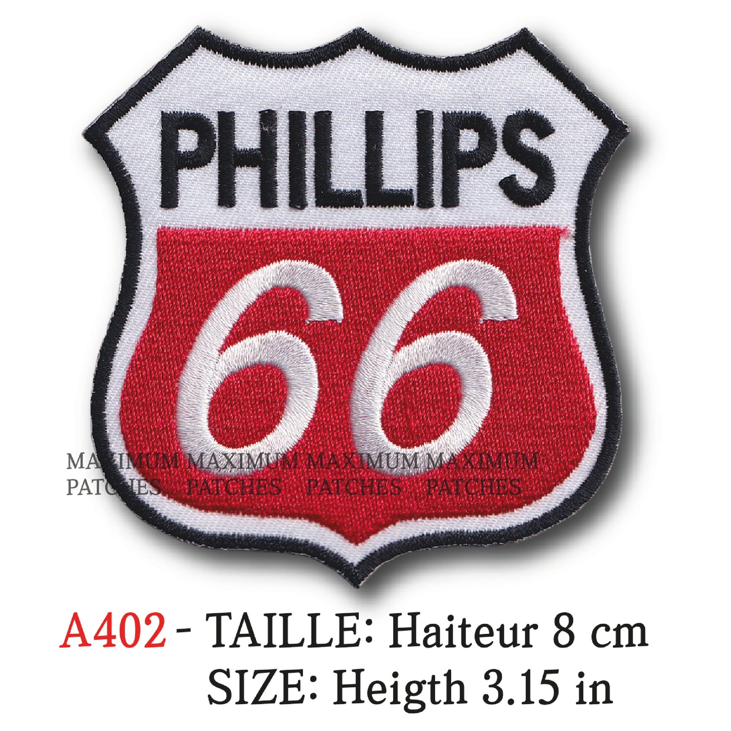 MAXIMUMPATCHES - Hauteur: 8 cm - Ecusson Patch Brodé Thermocollant - Pétrole Lubrifiant Additif Huile Usa Texas Phillips 66