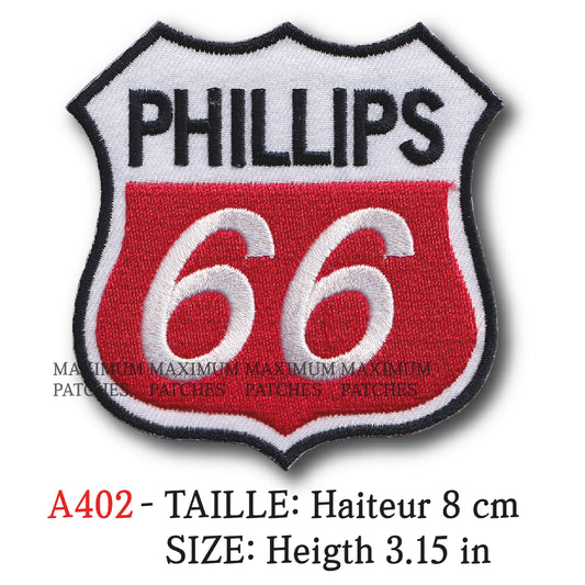MAXIMUMPATCHES - Hauteur: 8 cm - Ecusson Patch Brodé Thermocollant - Pétrole Lubrifiant Additif Huile Usa Texas Phillips 66
