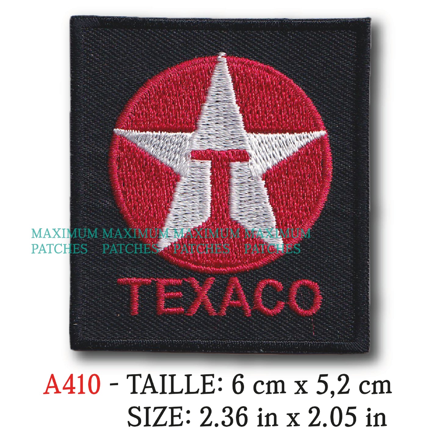 MAXIMUMPATCHES - 6 cm x 5,2 cm - Ecusson Patch Brodé Thermocollant - Pétrole Huile Lubrifiant Additif Race Usa Texaco
