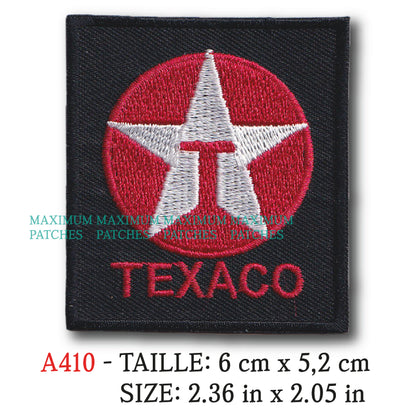 MAXIMUMPATCHES - 6 cm x 5,2 cm - Ecusson Patch Brodé Thermocollant - Pétrole Huile Lubrifiant Additif Race Usa Texaco