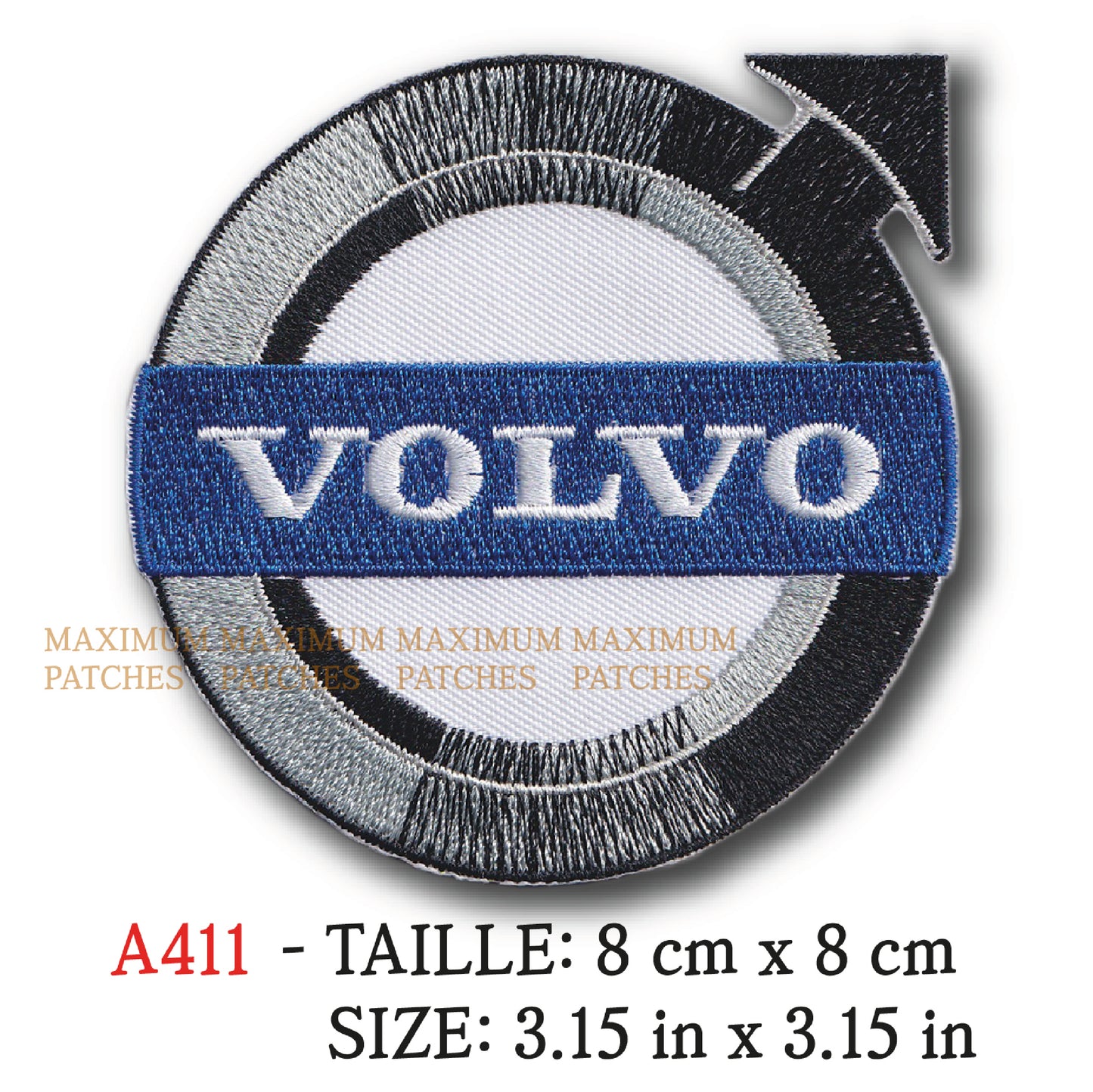 MAXIMUMPATCHES - 8 cm x 8 cm - Automobile Suede Marque Logo Rétro Vintage Volvo