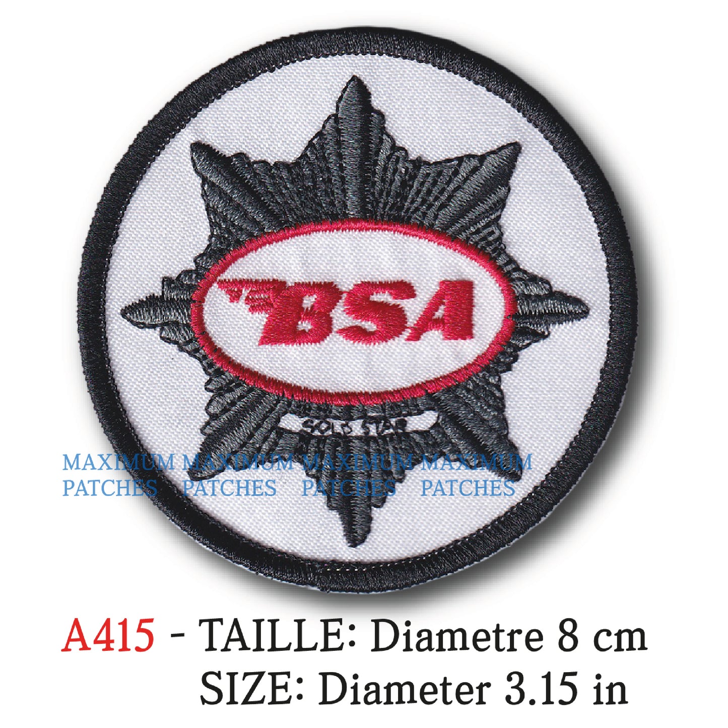 MAXIMUMPATCHES - Diametre 8 cm - Ecusson Patch Brodé Thermocollant - Moto Anglais Uk Marque Logo Rétro Vintage Gold Star Bsa
