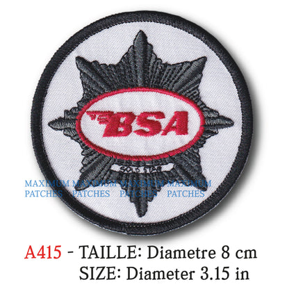MAXIMUMPATCHES - Diametre 8 cm - Ecusson Patch Brodé Thermocollant - Moto Anglais Uk Marque Logo Rétro Vintage Gold Star Bsa
