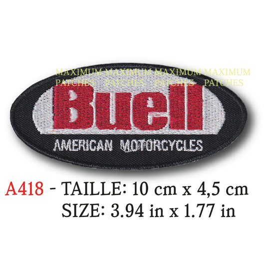 MAXIMUMPATCHES - 10 cm x 4,5 cm - Ecusson Patch Brodé Thermocollant - Moto Usa Marque Logo Rétro Vintage