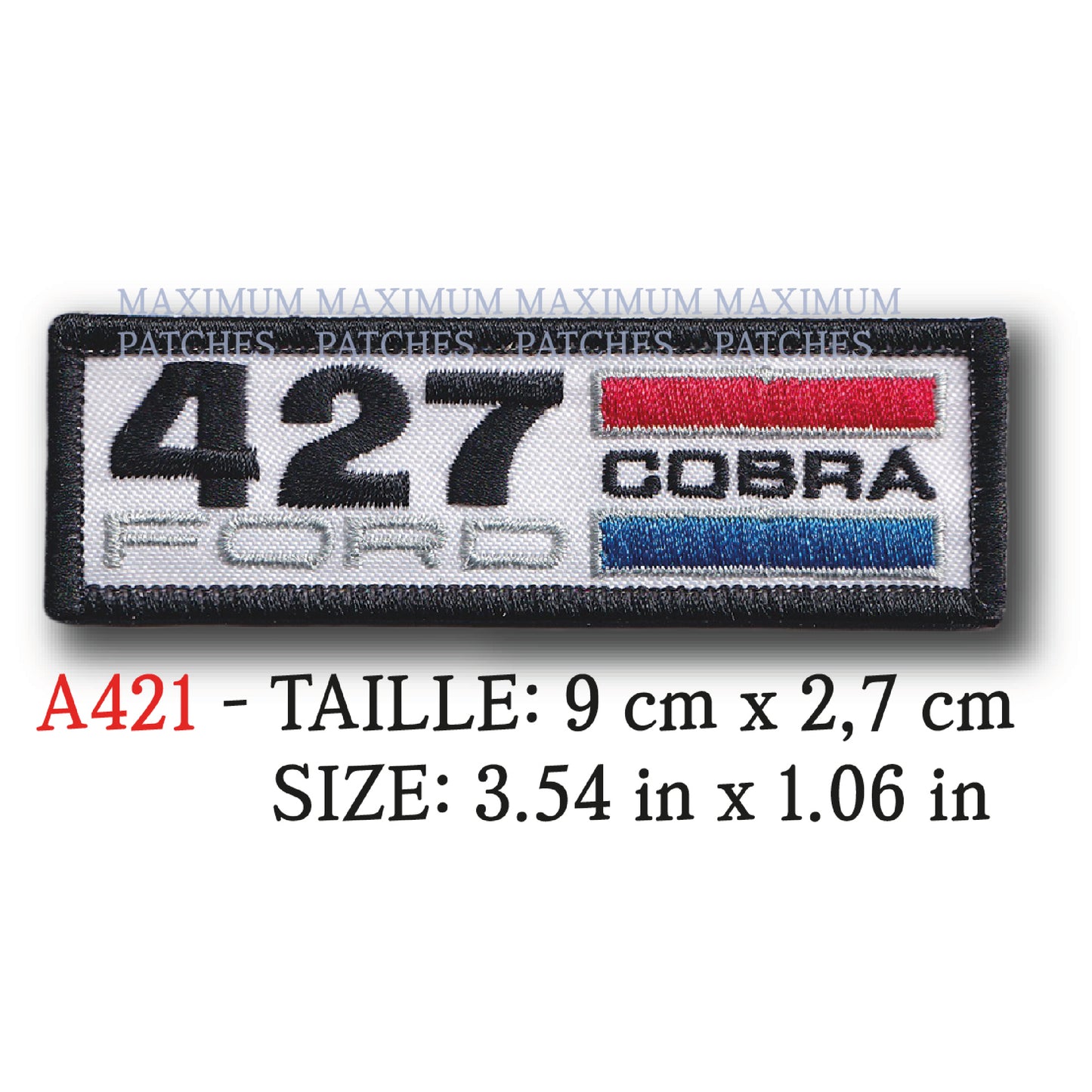 MAXIMUMPATCHES - 9 cm x 2,7 cm - Ecusson Patch Brodé Thermocollant - Automobile Usa Marque Logo