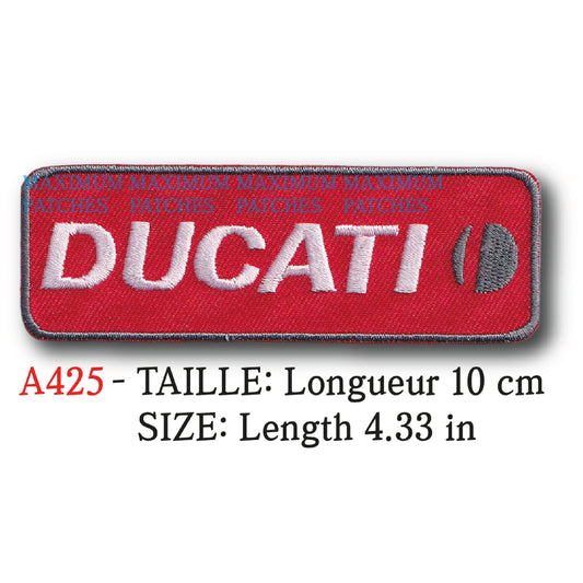 MAXIMUMPATCHES - Longueur 10 cm - Ecusson Patch Brodé Thermocollant - Moto Italie Marque Logo Rétro Vintage Ducati