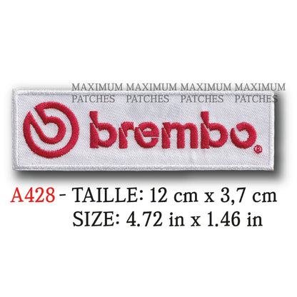 MAXIMUMPATCHES - 12 cm x 3,7 cm - Ecusson Patch Brodé Thermocollant - Plaquette Disque Machine Frein Publicité Marque Logo Automobile Moto
