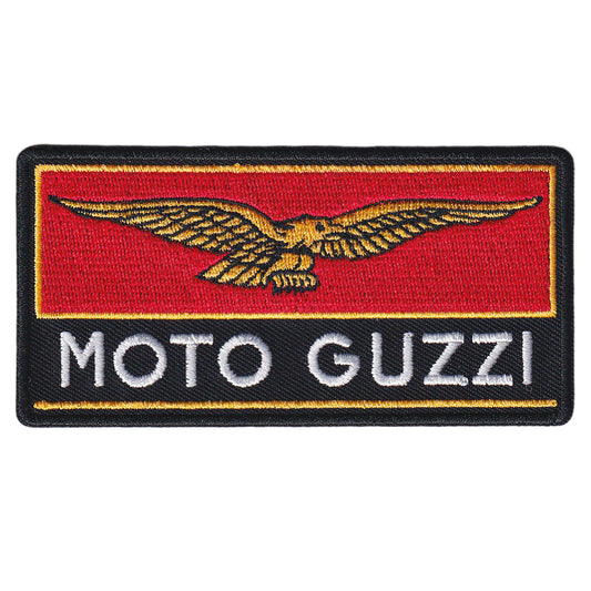 MAXIMUMPATCHES - 9 cm x 5 cm - Ecusson Patch Brodé Thermocollant - Moto Italie Marque Logo Guzzi