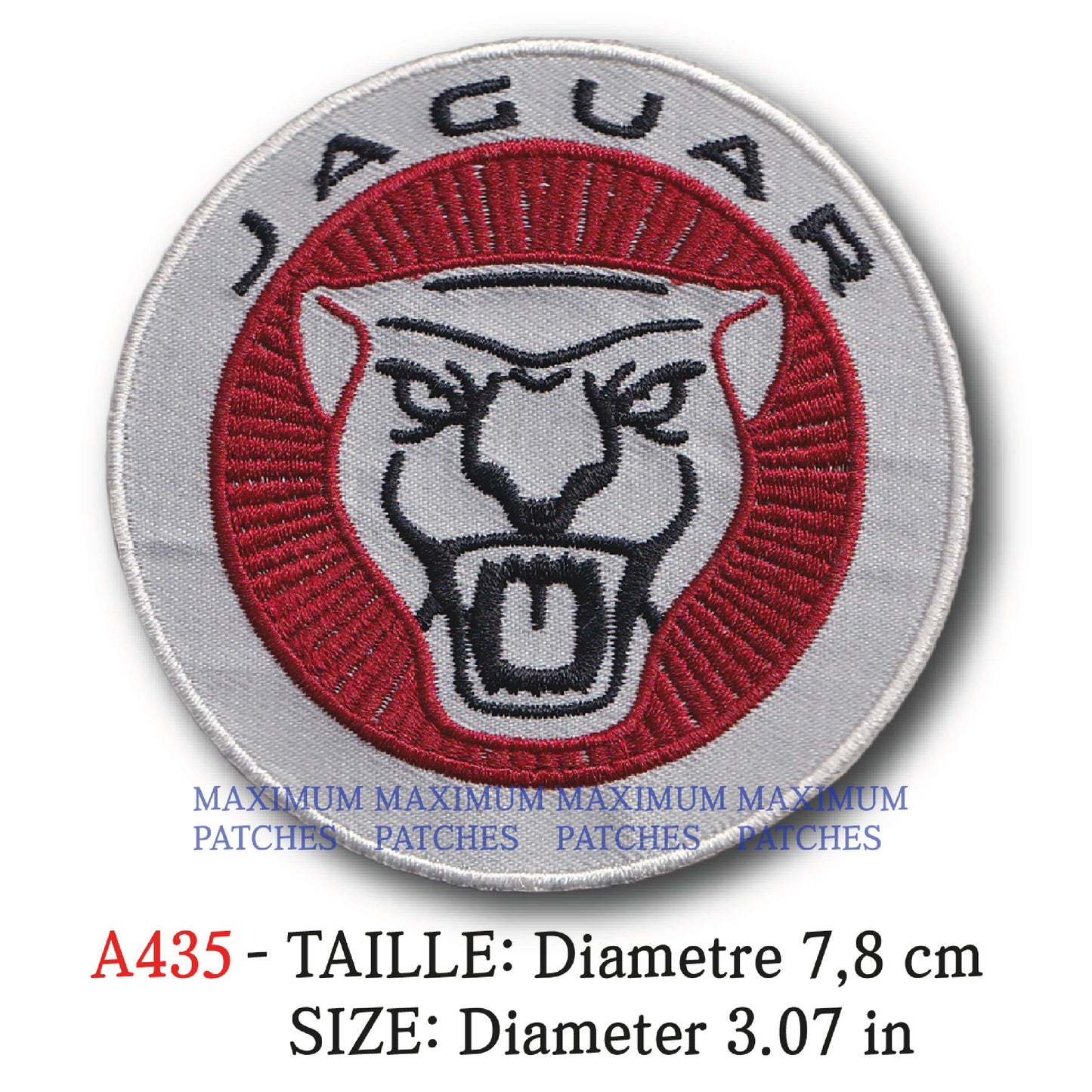 MAXIMUMPATCHES - Diametre 7,8 cm - Ecusson Patch Brodé Thermocollant - Automobile Publicité Marque Logo Jaguar
