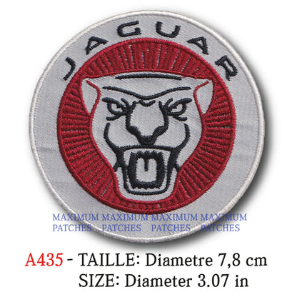 MAXIMUMPATCHES - Diametre 7,8 cm - Ecusson Patch Brodé Thermocollant - Automobile Publicité Marque Logo Jaguar