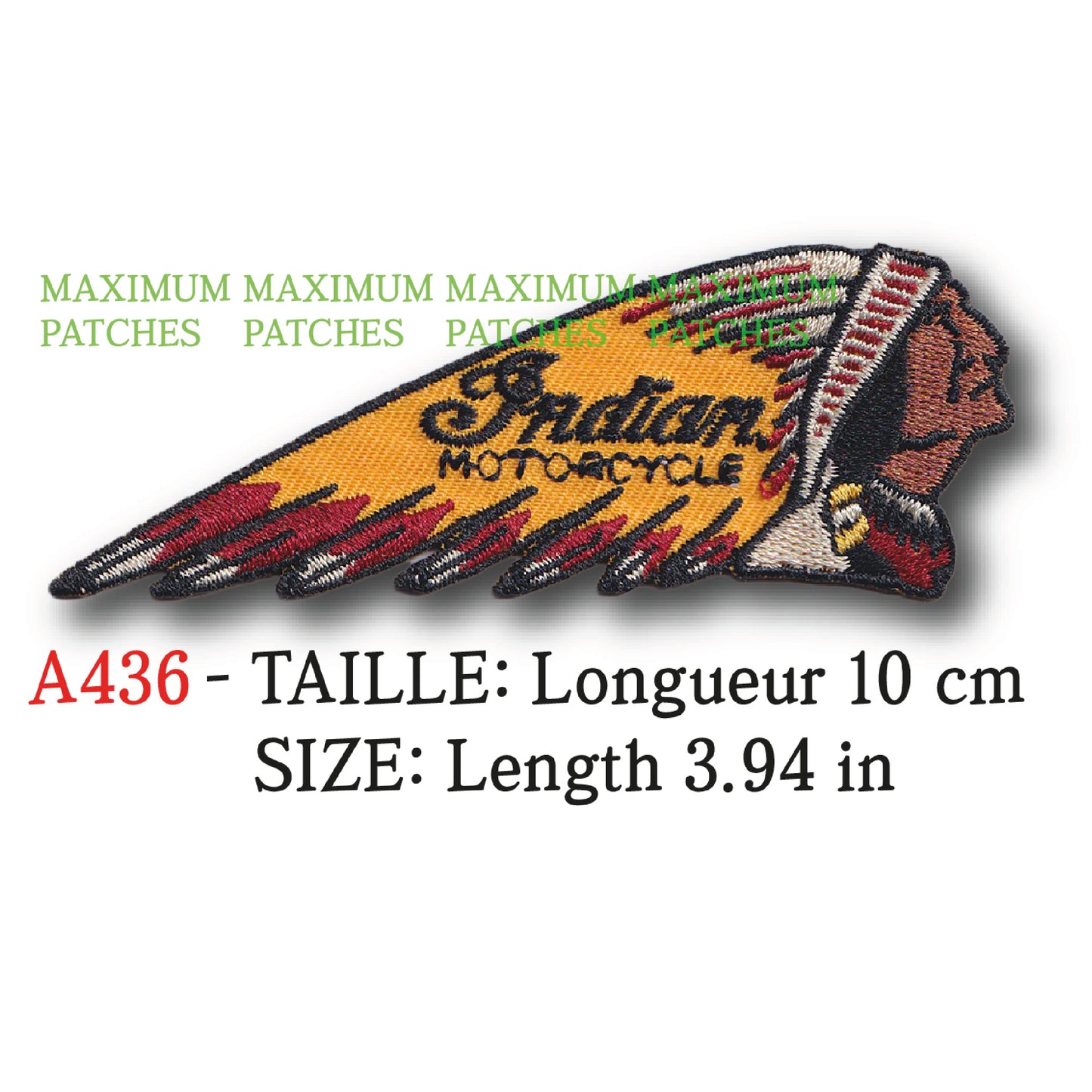 MAXIMUMPATCHES - 10 cm x 8 cm - Ecusson Patch Brodé Thermocollant - Moto Indian Motorcycle