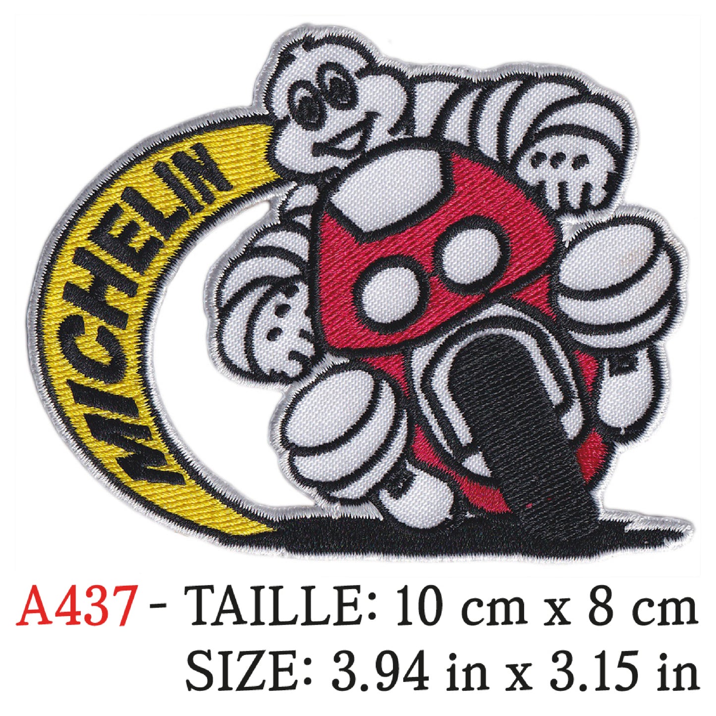 MAXIMUMPATCHES - 10 cm x 8 cm - Ecusson Patch Brodé Thermocollant - Pneu Pneumatique France Moto Automobile Michelin