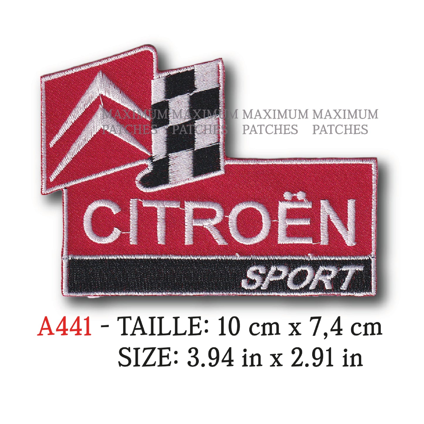 MAXIMUMPATCHES - 10 cm x 7,4 cm - Ecusson Patch Brodé Thermocollant - Automobile France Publicité Marque Logo