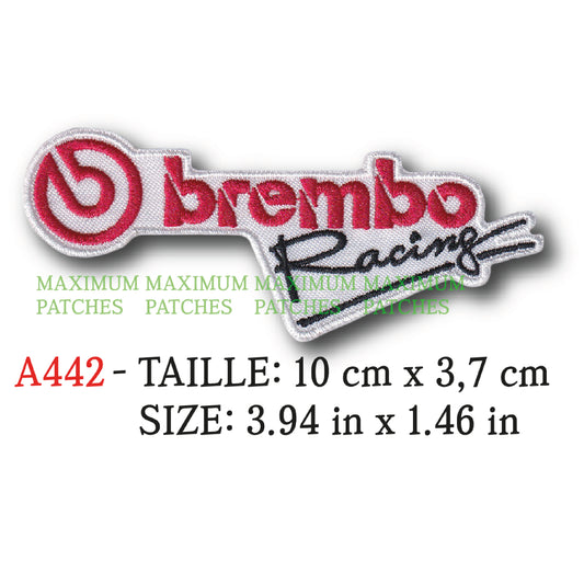 MAXIMUMPATCHES - 10 cm x 3,7 cm - Ecusson Patch Brodé Thermocollant - Plaquette Disque Machine Frein Publicité Marque Logo Automobile Moto