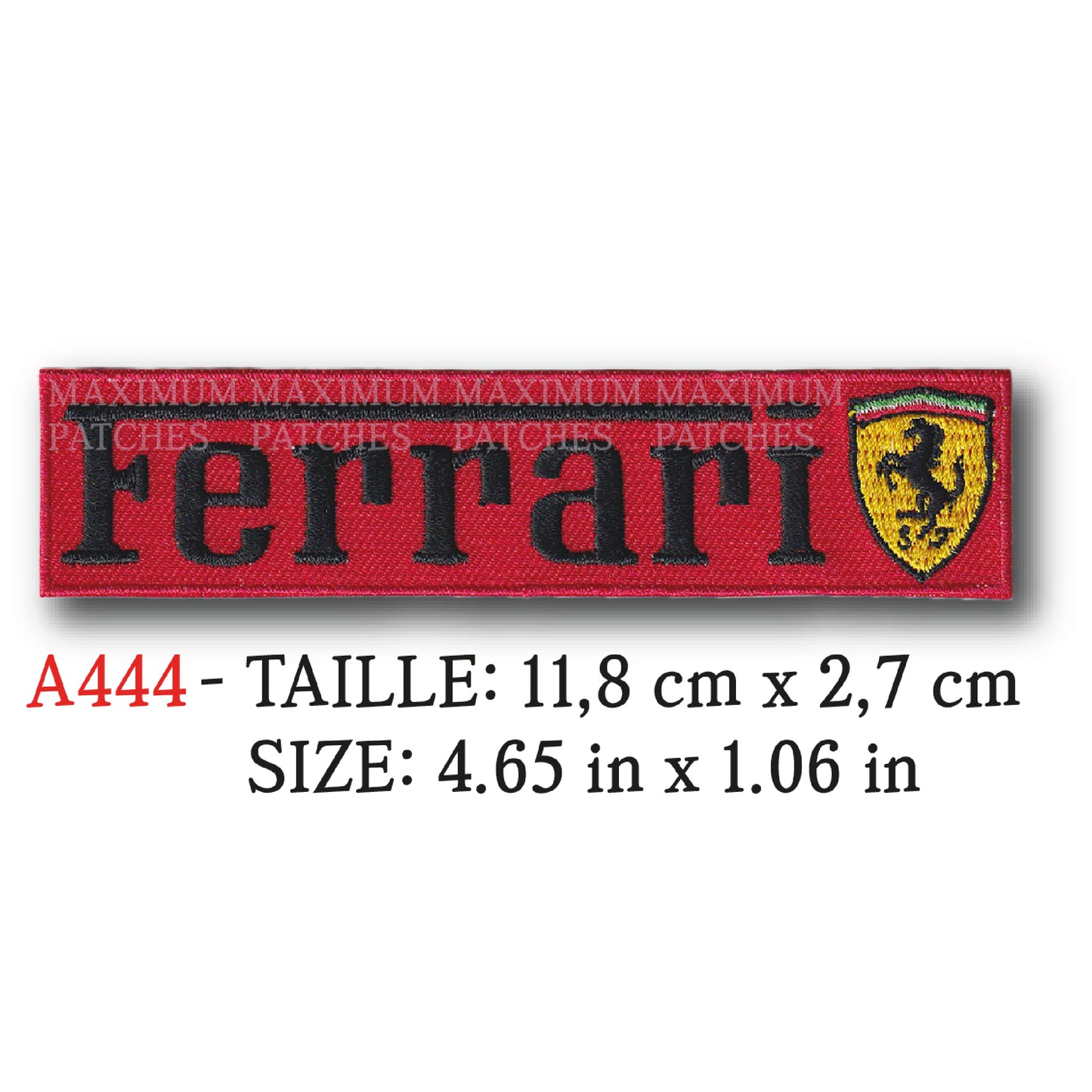MAXIMUMPATCHES - 11,8 cm x 2,7 cm - Ecusson Patch Brodé Thermocollant - Automobile Italie Marque Logo Publicité