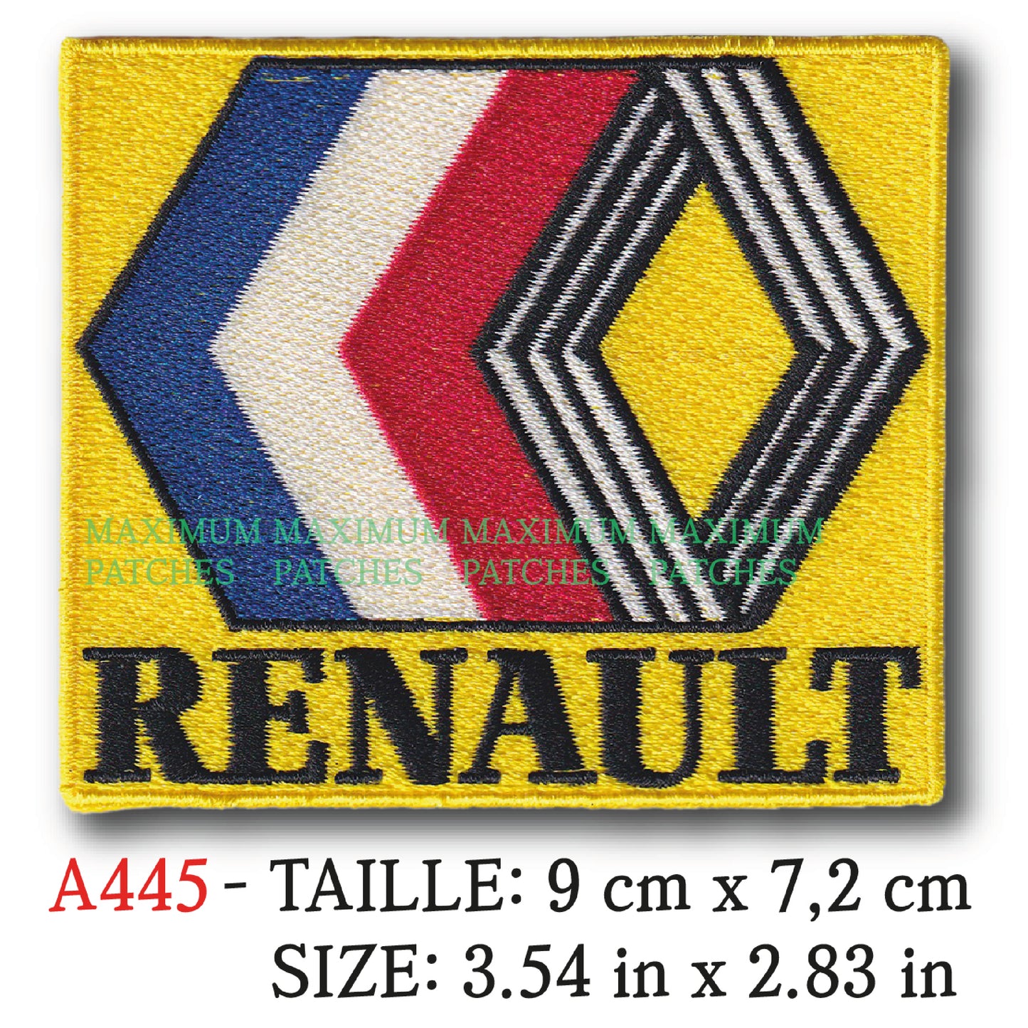 MAXIMUMPATCHES - 9 cm x 7,2 cm - Ecusson Patch Brodé Thermocollant - Automobile France Publicité Marque Logo