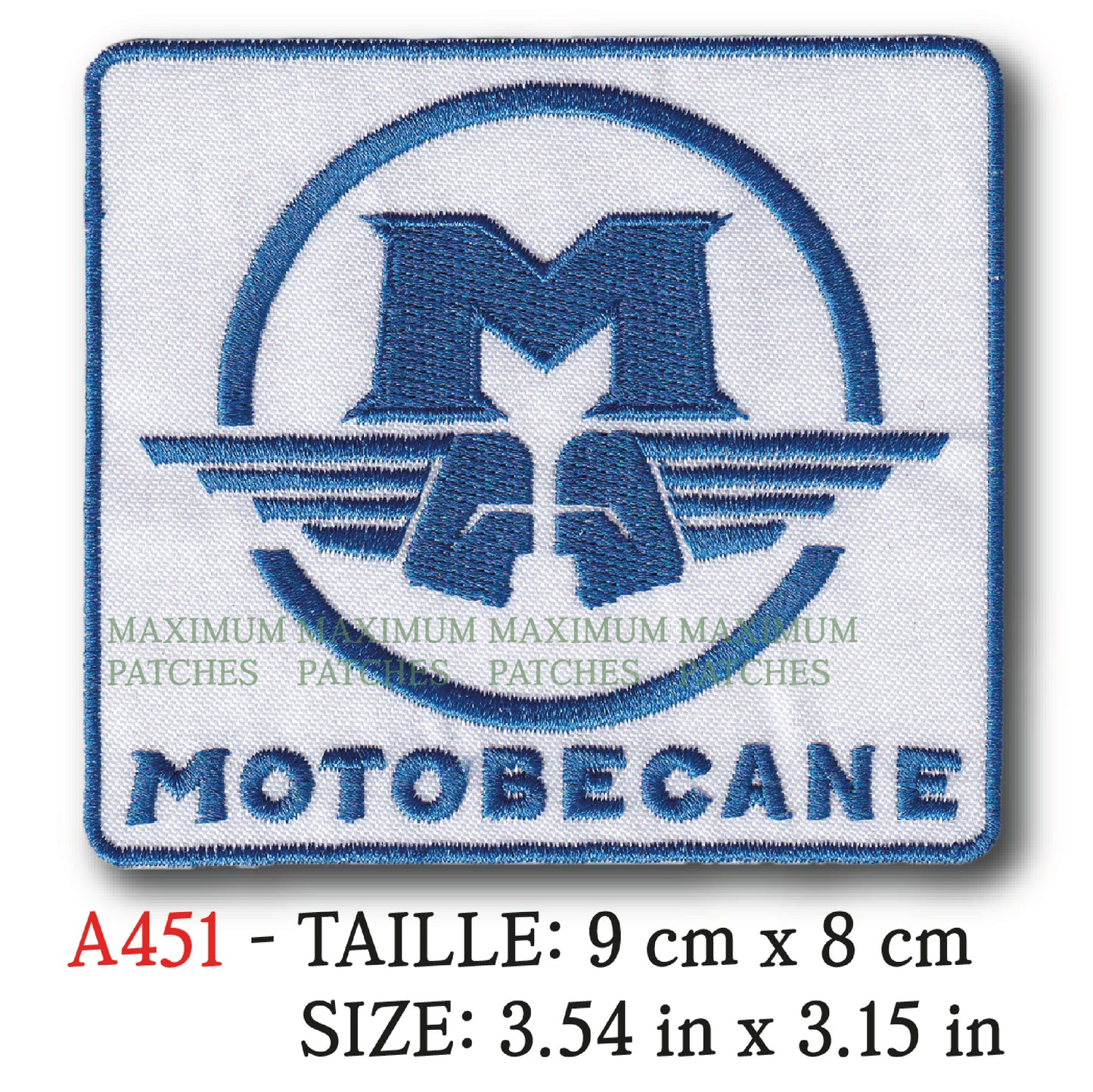 MAXIMUMPATCHES - 9 cm x 8 cm - Ecusson Patch Brodé Thermocollant - Mobylette Cyclomoteur Publicité Marque Logo Motobécane