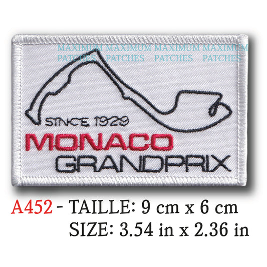 MAXIMUMPATCHES - 9 cm x 6 cm - Ecusson Patch Brodé Thermocollant - Monaco Gp Grandprix Publicité Marque Logo Formule 1 Monaco Gp