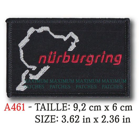 MAXIMUMPATCHES - 9,2 cm x 6 cm - Ecusson Patch Brodé Thermocollant - Circuit Course Automobile Moto