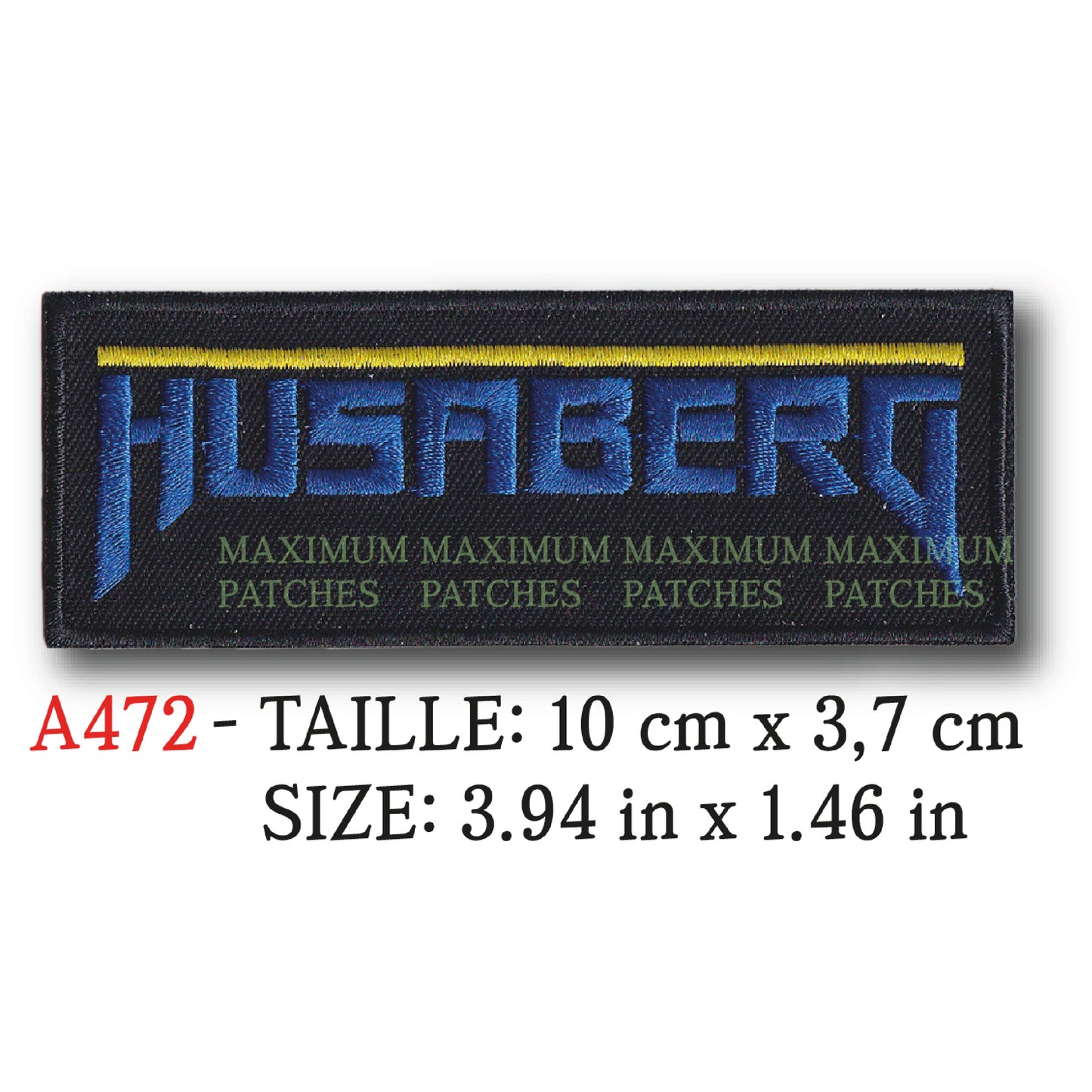 MAXIMUMPATCHES - 10 cm x 3,7 cm - Ecusson Patch Brodé Thermocollant - Moto Enduro Trial Cross Publicité Logo Marque Husaberg
