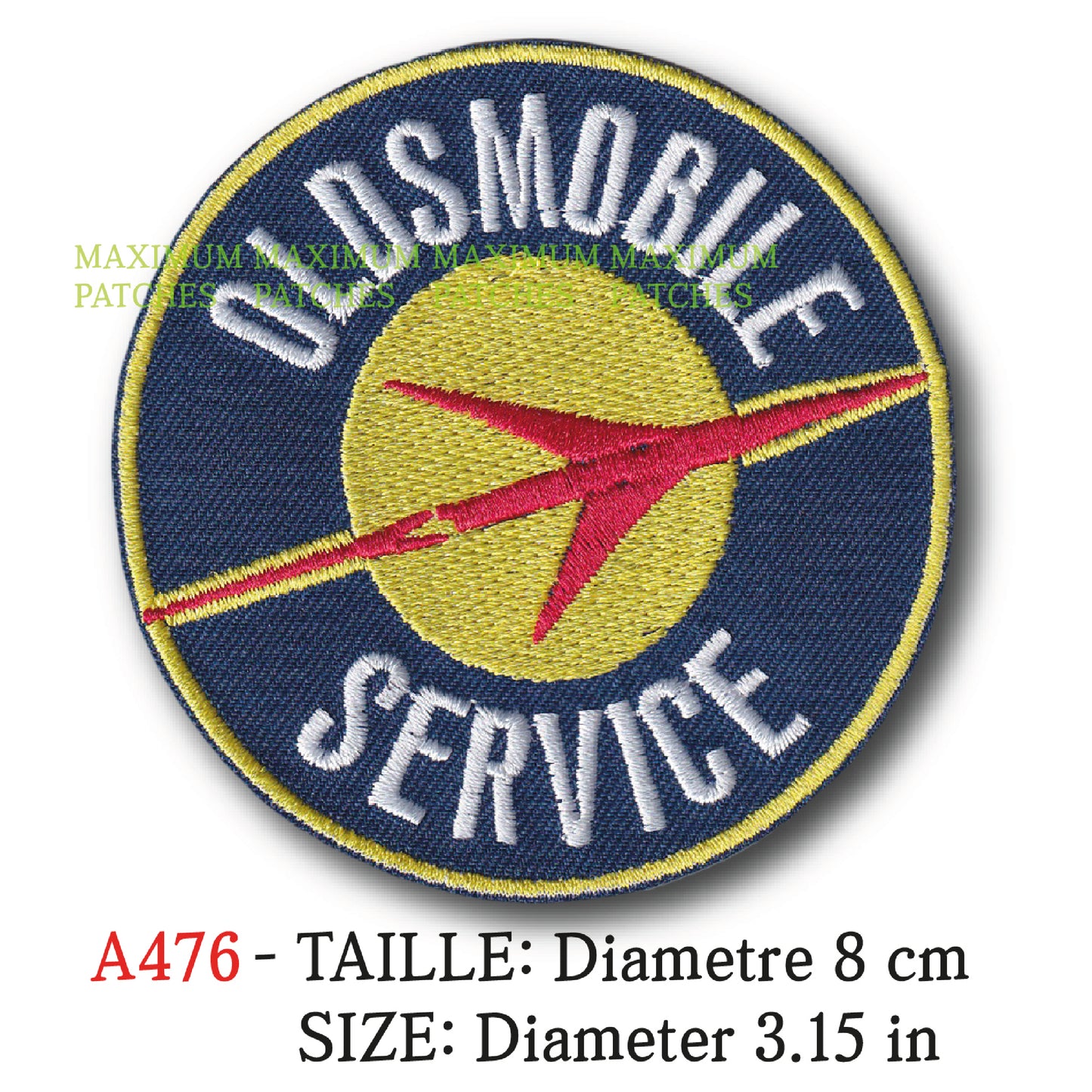 MAXIMUMPATCHES - Diametre 8 cm - Ecusson Patch Brodé Thermocollant - Automobile Usa Marque Logo Publicité Oldsmobile Service