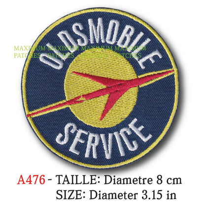 MAXIMUMPATCHES - Diametre 8 cm - Ecusson Patch Brodé Thermocollant - Automobile Usa Marque Logo Publicité Oldsmobile Service