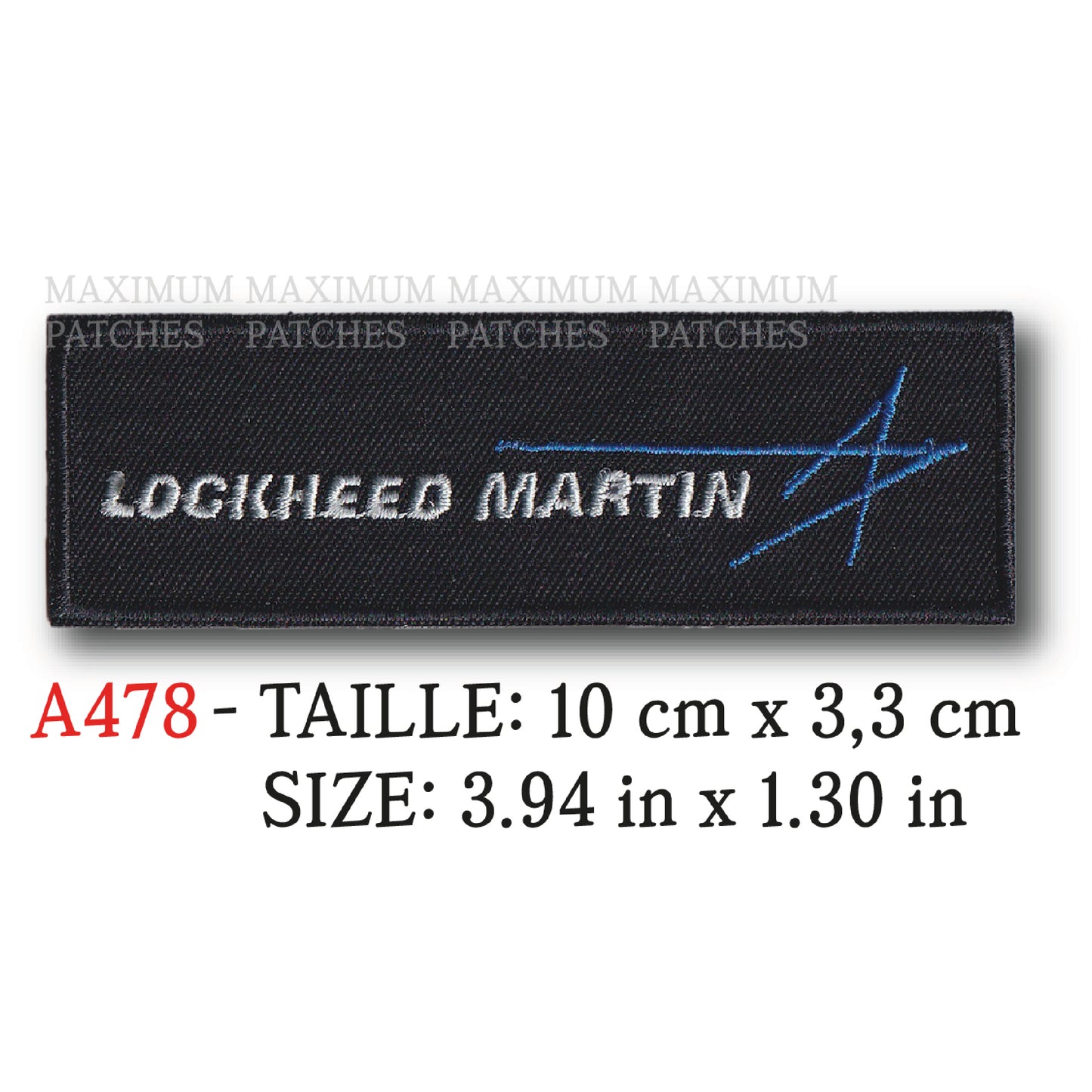 MAXIMUMPATCHES - 10 cm x 3,3 cm - Ecusson Patch Brodé Thermocollant - Avion Militaire Usa Marque Logo Lockheed Martin