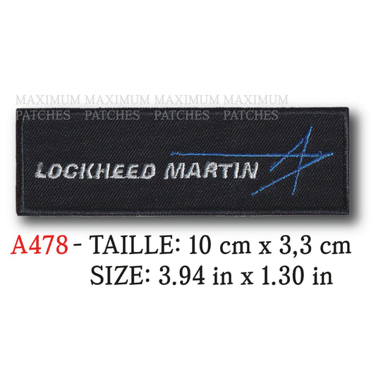 MAXIMUMPATCHES - 10 cm x 3,3 cm - Ecusson Patch Brodé Thermocollant - Avion Militaire Usa Marque Logo Lockheed Martin