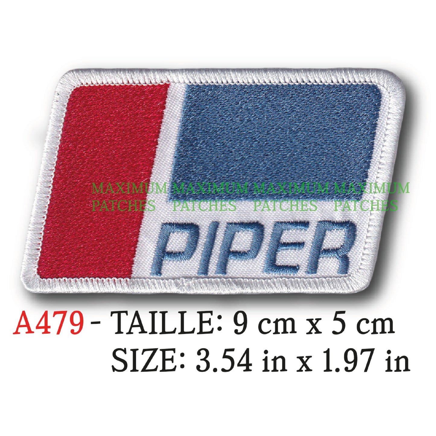 MAXIMUMPATCHES - 9 cm x 5 cm - Ecusson Patch Brodé Thermocollant - Avion Publicité Marque Logo Usa Aircraft Piper