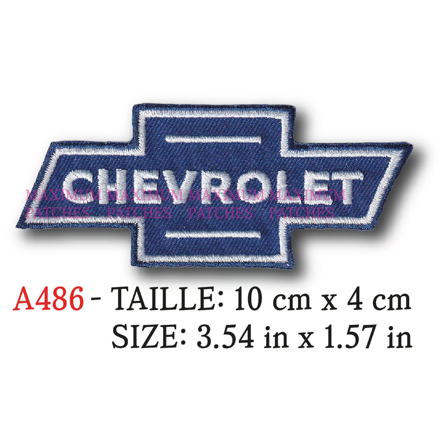 MAXIMUMPATCHES - 10 cm x 4 cm - Ecusson Patch Brodé Thermocollant - Automobile Pick Up Muscle Car Pony Usa Marque Logo Chevrolet