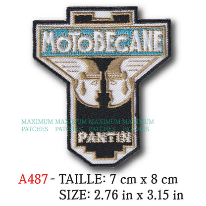 MAXIMUMPATCHES - 7 cm x 8 cm - Ecusson Patch Brodé Thermocollant - Cyclomoteur Vélomoteur France Publicité Marque Logo Motobécane